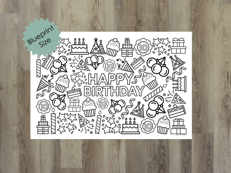 HAPPY BIRTHDAY Giant Coloring Page, Birthday Poster, Birthday Party