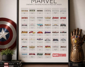 Vaderdagcadeau Marvel Cinematic Universe (MCU) filmposter in releasevolgorde: digitaal bestand