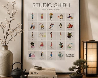 Studio Ghibli-filmsposter | Anime-muurkunst | Ghibli-filmografieafdruk | Japans decor | Minimalistische animeposter | Gift Studio Ghibli-fans
