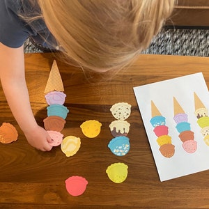 Druckbare Eiscreme Schaufel Muster passender Aktivität - Montessori-Materialien, Vorschule, Lernen zu Hause, Reiseaktivität