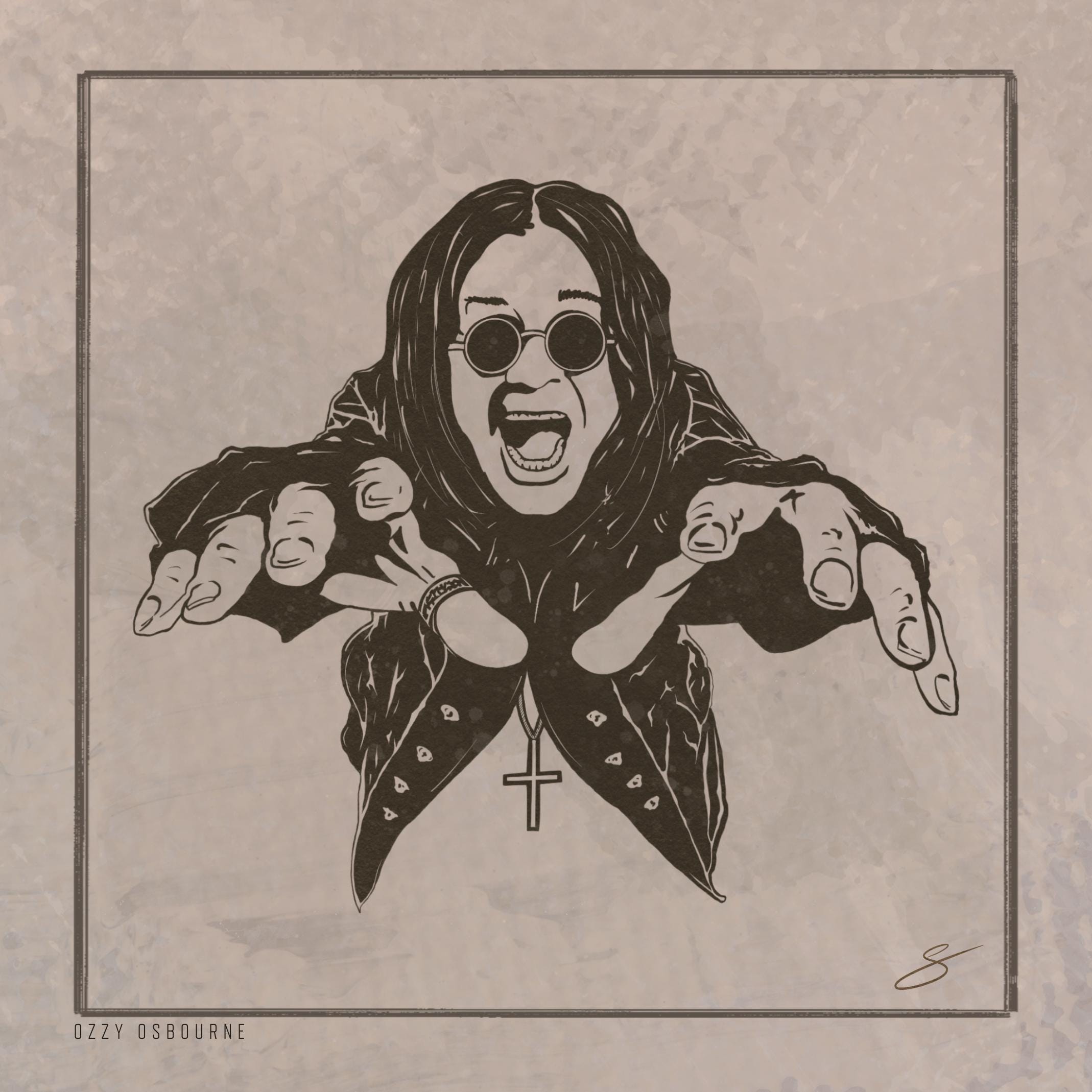Ozzy Osbourne Illustration druckbare Rock Legende Kunst digitaler Download Musik-Wand-Dekor Heavy Metal Print kultiges Porträt Instant Art