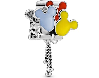 Parques Disney Globos de Mickey Mouse Colgante Encanto Totalmente Estampado S925 Se Adapta a Todas las Pulseras Collares Colgante Esmalte + Bolsa de Regalo GRATIS Vendedor usa