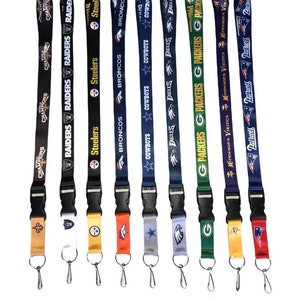 NFL Football Lanyards Wristlet Detachable Keychain ID Phone Holder Neck Strap Quick Release Badge! Fast Shipping Multiple Teams USA Seller