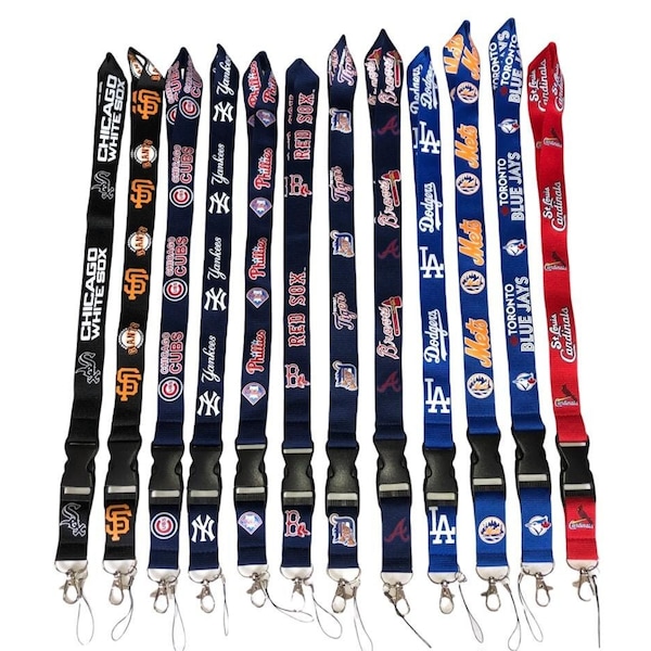 MLB Baseball Lanyards Wristlet Detachable Keychain ID Phone Holder Neck Strap Quick Release Badge! Fast Shipping Multiple Teams USA Seller