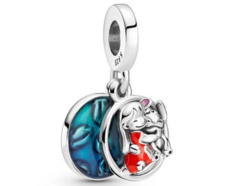 Disney Lilo & Stitch Family Dangle Charm Silver S925 Fully Stamped Fits All Bracelets Necklaces Pendant Enamel + FREE Gift Pouch USA Seller