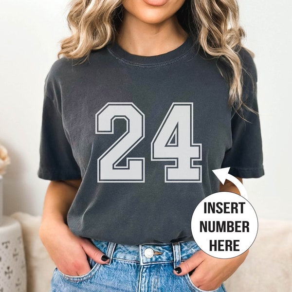 Custom Jersey Number Comfort Colors Shirt, Jersey Number Shirt, Team Number Shirt, Baseball Number, Softball Number, Soccer Number, Football