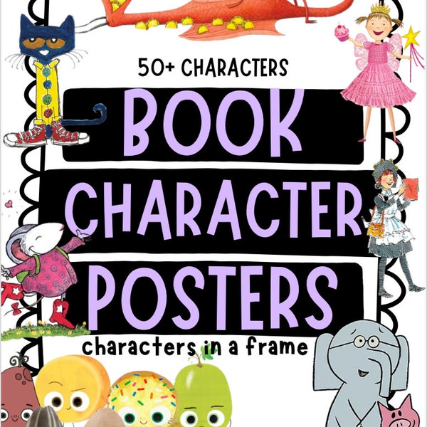 book character posters / classroom decor / library posters / book posters decor / picture frame