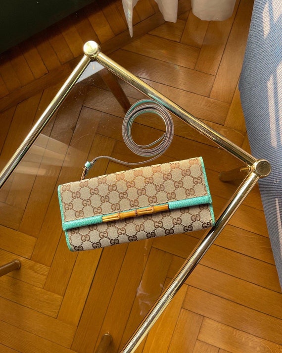 Gucci Vintage Authentic Monogram Bamboo Clutch Bag Etsy UK