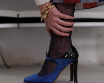 Zapatos de salón Manolo Blahnik de piel y lona azules de los años 2000