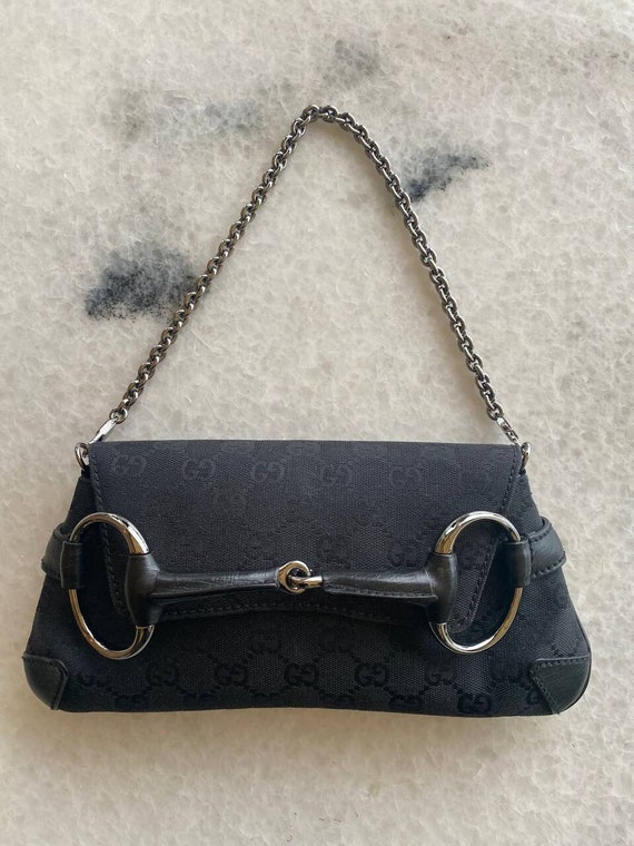 Gucci Horsebit Chain small shoulder bag in grey leather