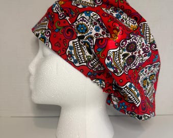 Women’s Sugar Skulls Bouffant Scrub Hat