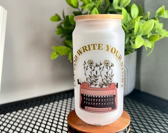 Let God Write Your Story 18oz Glass Can, Bible Affirmations Tumbler, Christian Affirmation Cup, Bible Study Gifts, Christian Gift, Christian