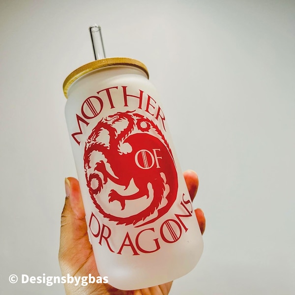 Mother Of Dragons Frosted Glass Can | GOT | HOD | Frosted Glass Can | Beer Glass Can