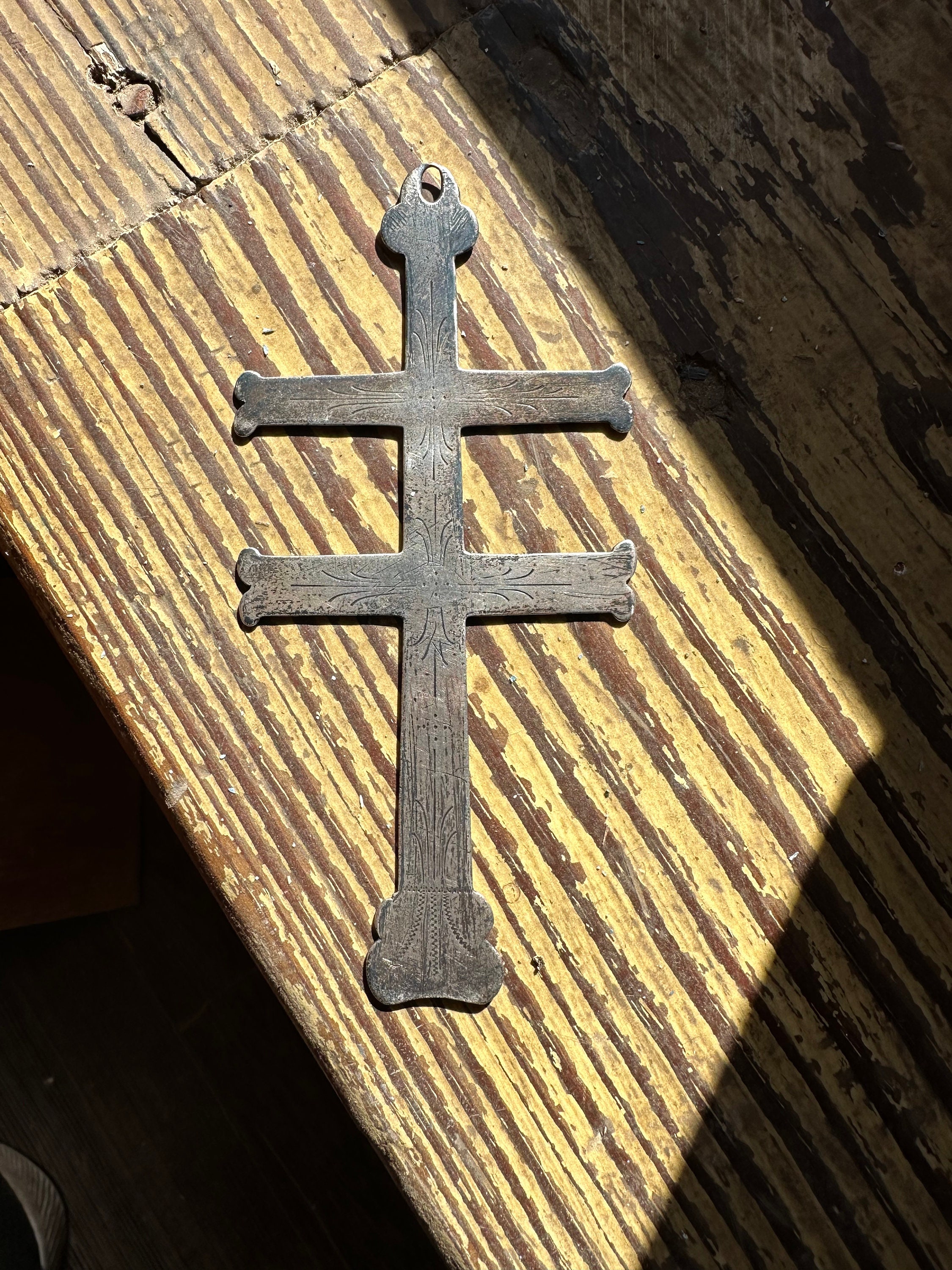 Early American Trade Silver Cross - Hudson Bay Fur Era Canadian
