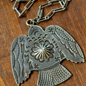Antique Navajo 1930&#39;s Silver Thunderbird Necklace