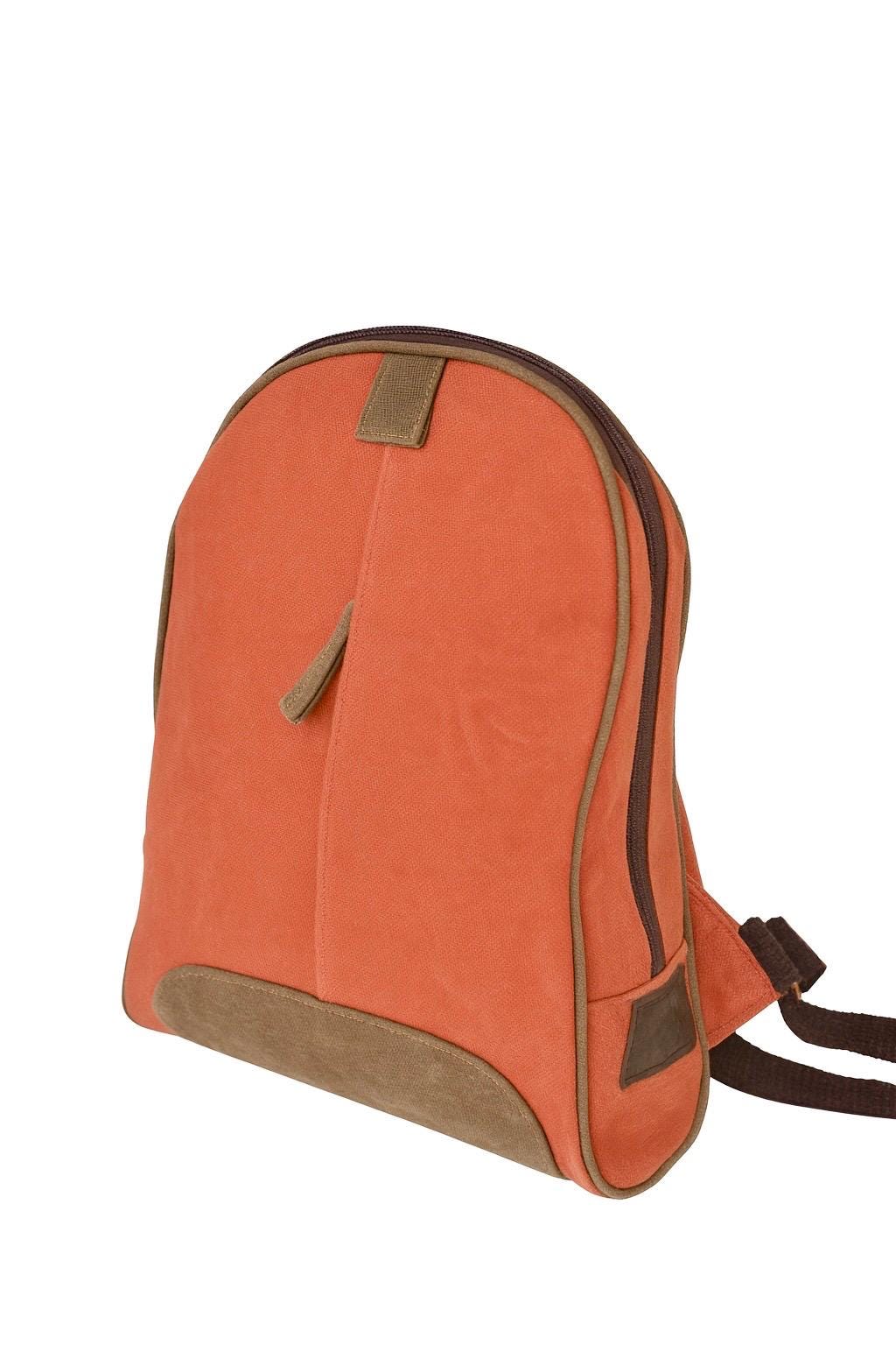 Women’s Rust Canvas Everyday Backpack - Casual Carry Reclaimed Leather and Canvas Backpack | Men Women Backpack  main image 3