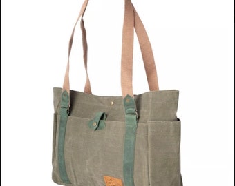 Women's Handmade Waxed Canvas Shoulder Bag - Vintage Crossbody, Waterproof, gifts for mothers