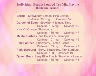 Loaded Beauty Boosted Tea Mixes - Healthy Vitamin Tea w/Collagen and Antioxidants - Individual Flavors