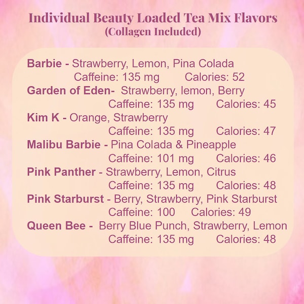 Loaded Beauty Boosted Tea Mixes - Healthy Vitamin Tea w/Collagen and Antioxidants - Individual Flavors