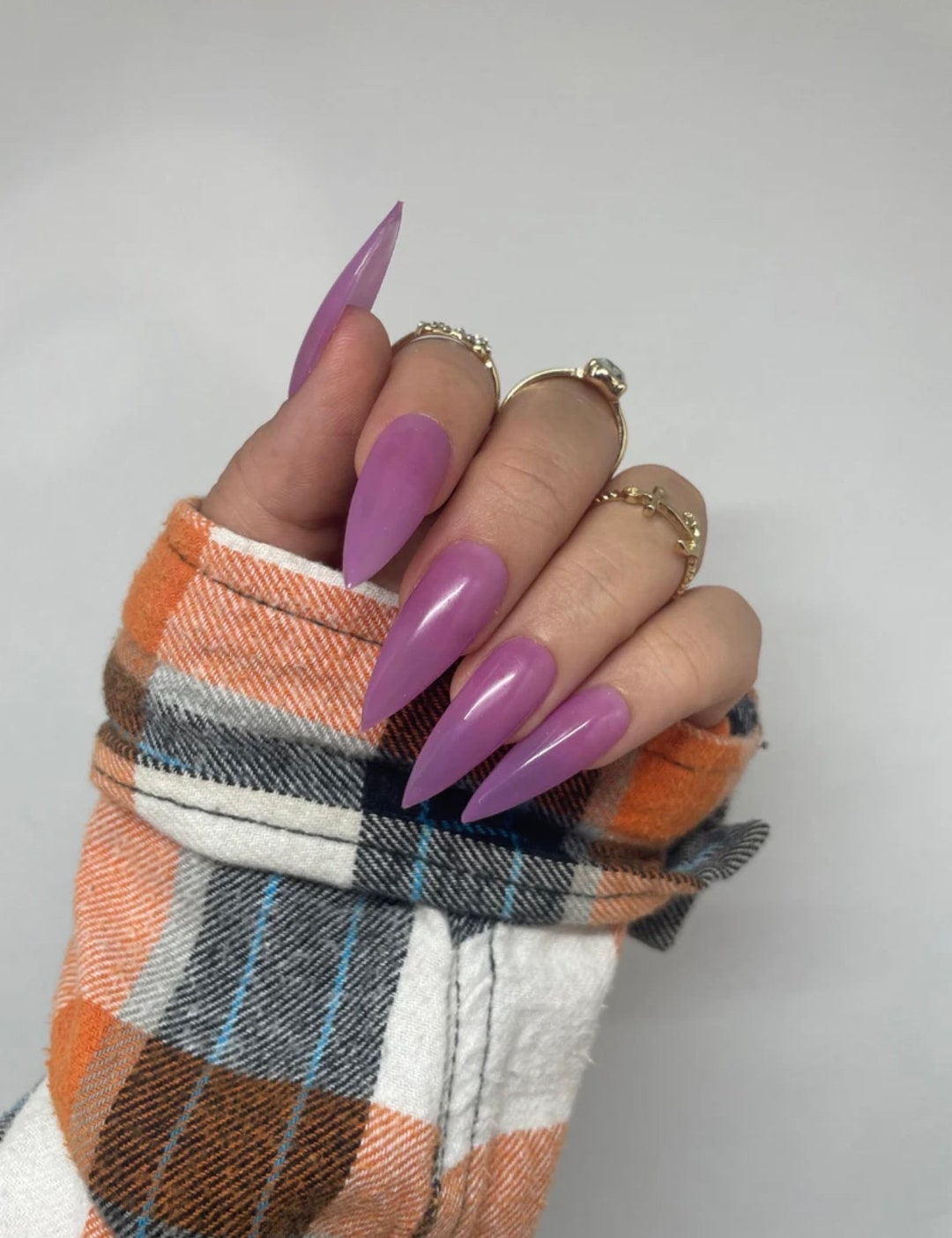 Purple and Pink Color Shifting Nails | Pink Press on Nails | Glitter ...