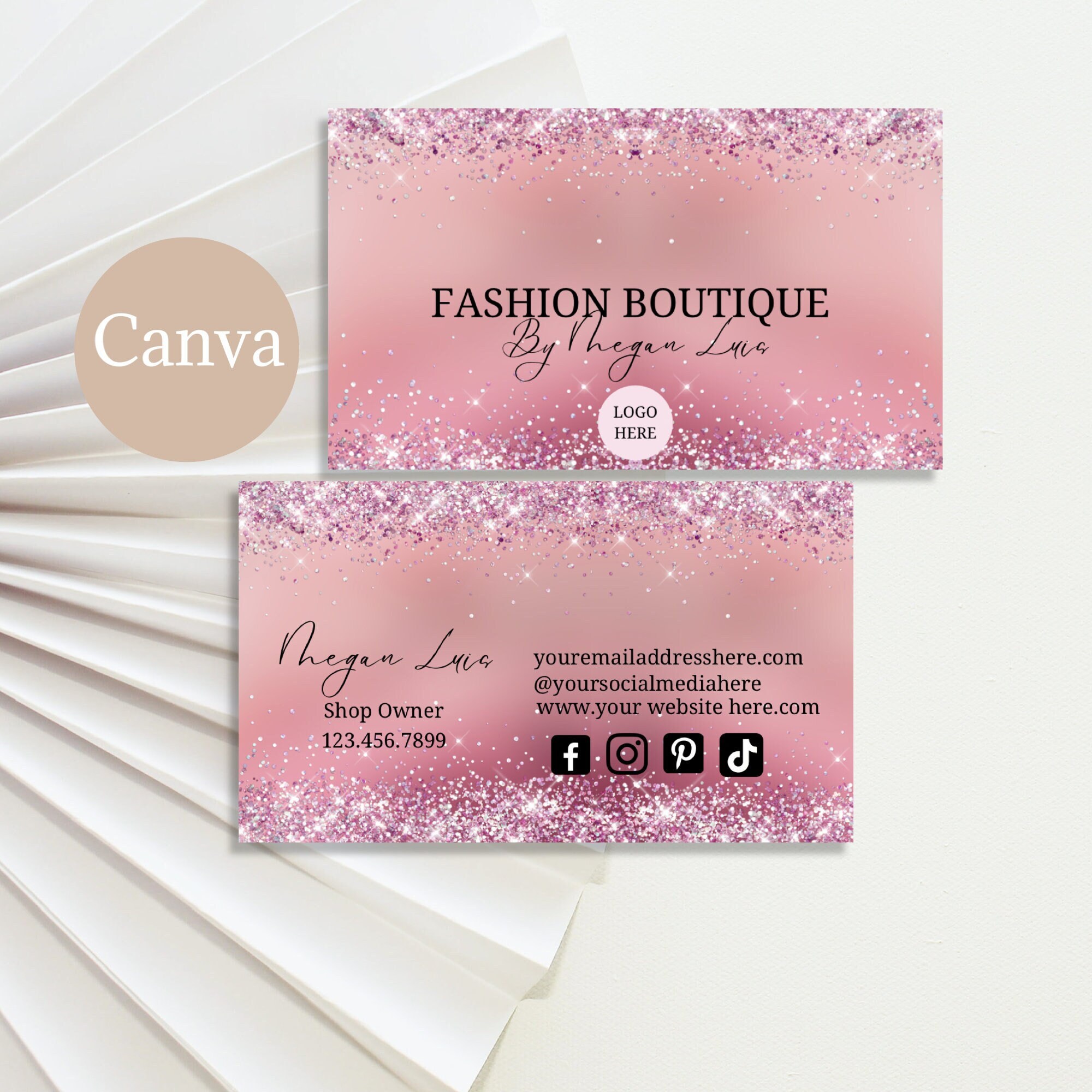 Business Card Template, Purple Holographic Glitter Drip, Silver Glitter