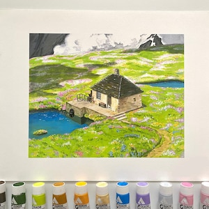 Lámina de arte de pared "Estudio secreto, acogedor y caprichoso": decoración de habitación inspirada en la fantasía, regalo para amantes del arte y la fantasía, regalo de cumpleaños y regalo de Navidad.
