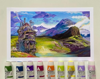 Magical Castle Wall Art Print – Cozy Whimsical Fantasy Decor Inspired by Anime Films, Gift for Art & Fantasy Lovers, Birthday Gift,