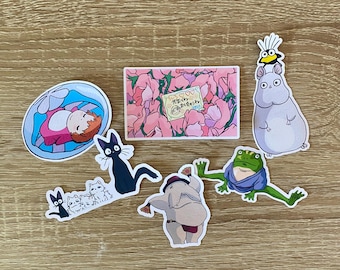 Pack de pegatinas de anime: 6 pegatinas de vinilo adorables, ilustraciones de personajes dibujadas a mano para diarios, portátiles y regalos.