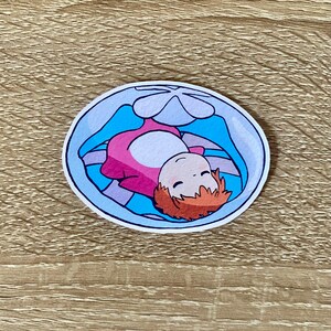 Adesivo "Ragazza dell'oceano stravagante" - Vinile impermeabile in stile anime, arte kawaii, cancelleria con estetica da spiaggia