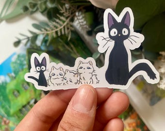 Sticker anime zwarte kat – Kawaii vertrouwd, laptopsticker