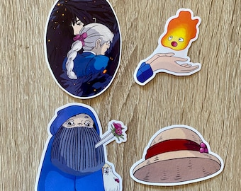 Stickerpakket magische tovenaar | 4-delige fantasiestickerset | Leuke op anime geïnspireerde vinylstickers