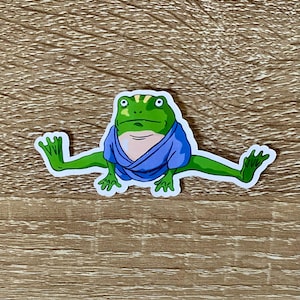 Charmanter Frosch Aufkleber - Niedliches Anime-inspiriertes Vinyl, Kawaii Amphibien Kunst, gemütliche Ästhetik für Journals & Geschenke