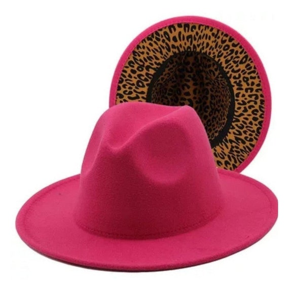 Hot Pink/leopard Bottom Fedora Hat | Etsy