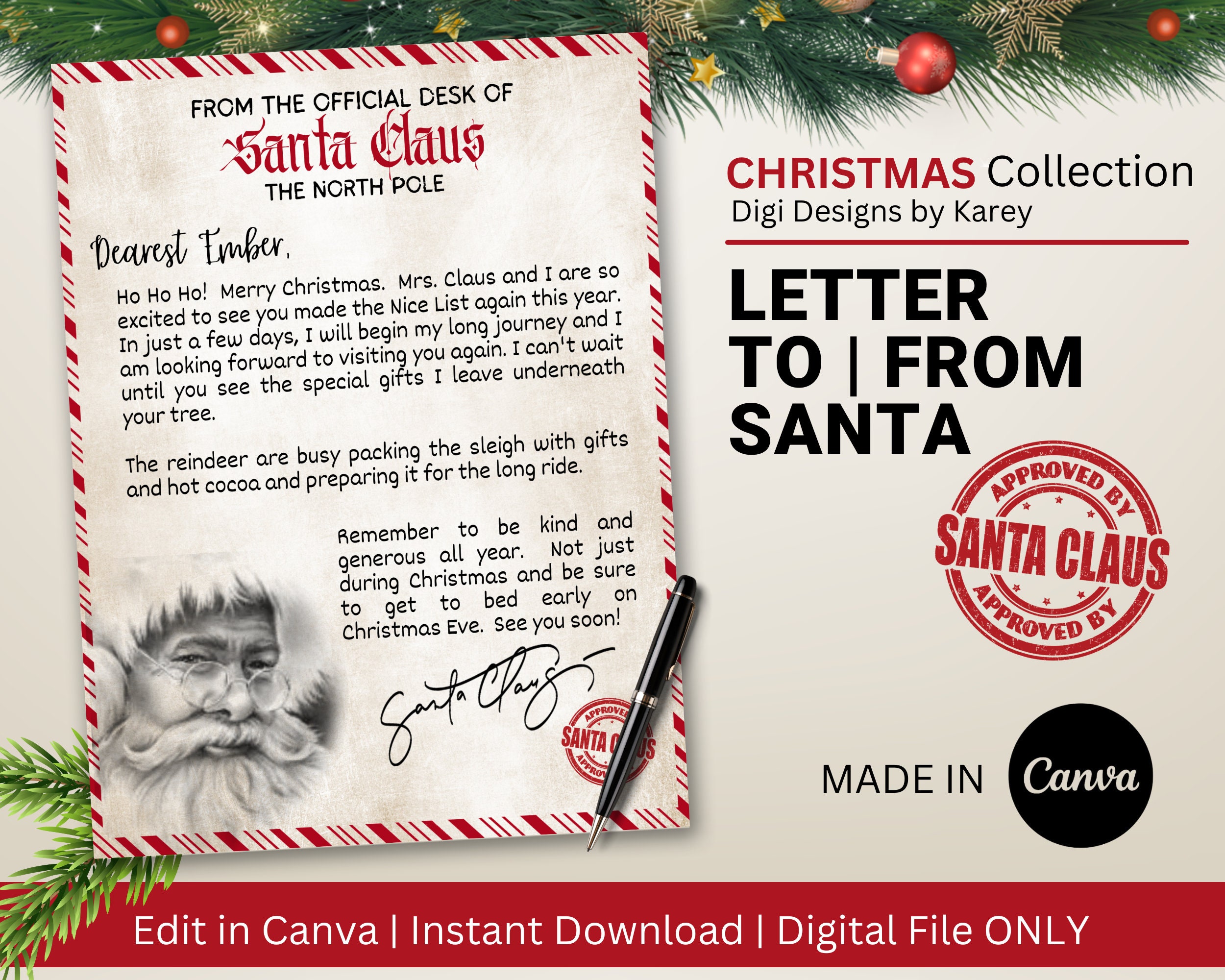 Letter to Santa | Letter From Santa | Nice List | Digital Download ...