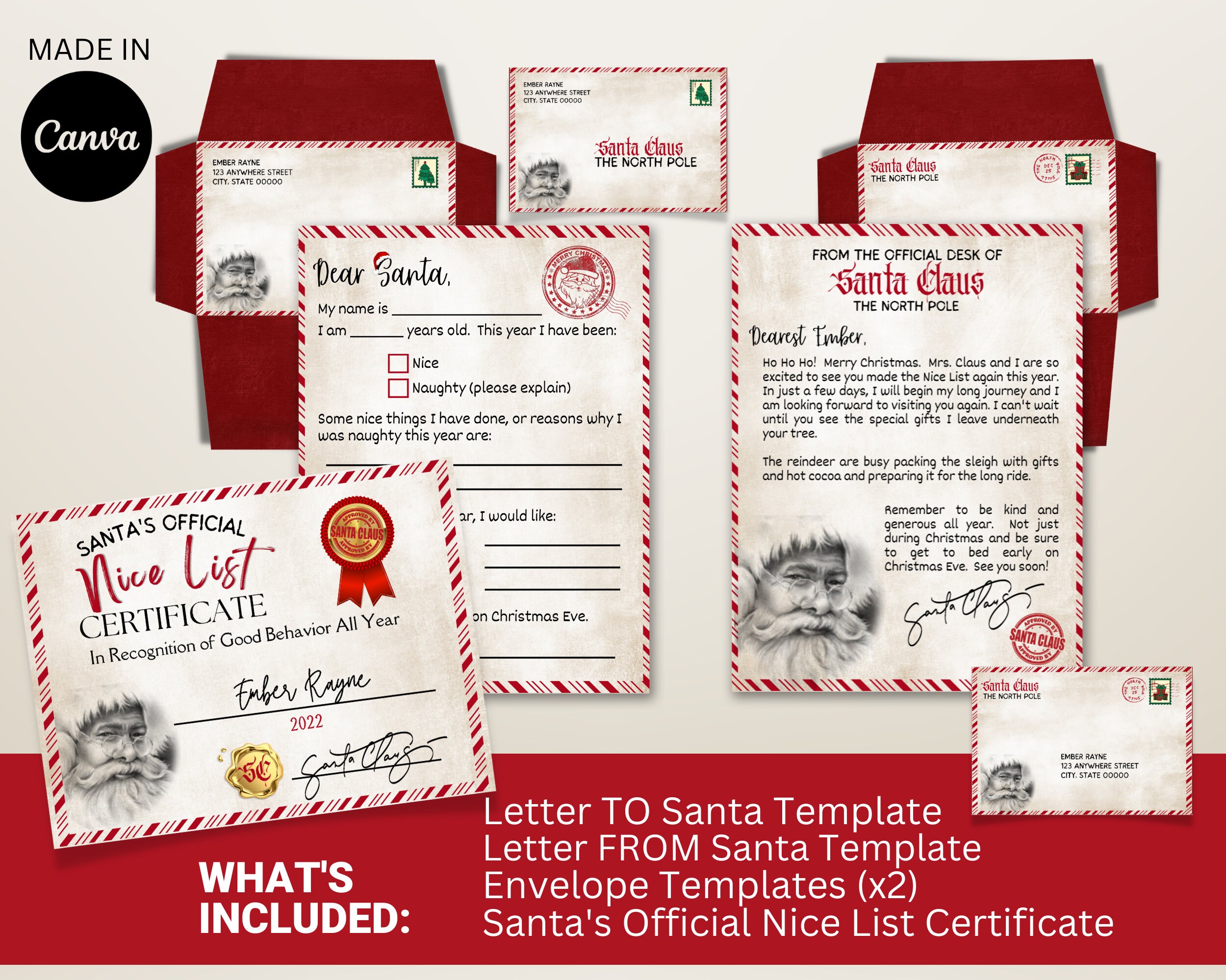 Letter to Santa | Letter From Santa | Nice List | Digital Download ...