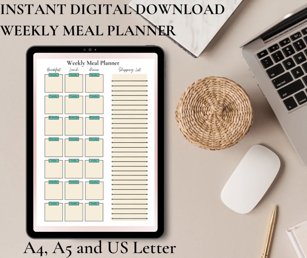 Meal Planner Printable Food Tracker A4 A5 and US Letter - Etsy Australia