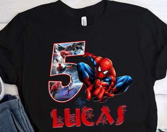 Spiderman Shirt, Spider-man Birthday Shirts, Birthday Boy Tee, Name Age Superhero TShirt, Spider Man Custom Shirt, Toddler Birthday Outfit