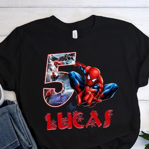Spiderman Shirt, Spider-man Birthday Shirts, Birthday Boy Tee, Name Age Superhero TShirt, Spider Man Custom Shirt, Toddler Birthday Outfit