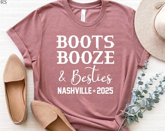 Nashville Girl Trip Shirt, Nashville Shirt 2026, Nashville Trip Tshirt, Boots Booze and Besties Shirt, Bachelorette Shirt