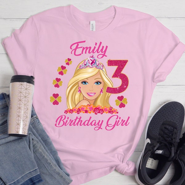 Girl Birthday Shirt, Family Birthday T-shirt, Personalized Birthday Tshirt, Blonde Doll shirt, Birthday Party Tee. NO GLITTER