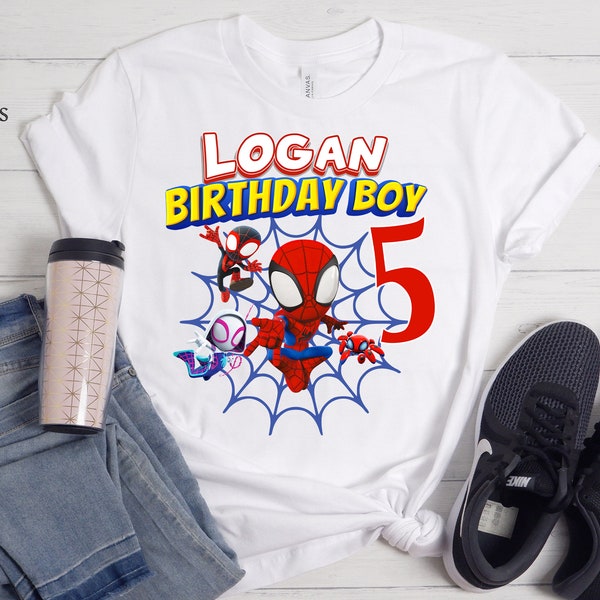Camiseta de cumpleaños personalizada de Spidey, camiseta de cumpleaños de Spidey y sus increíbles amigos, camiseta de Spidey, camiseta de cumpleaños para niños pequeños, camiseta de cumpleaños de superhéroe
