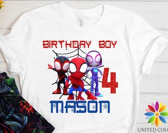 Spidey and His Amazing Friends Birthday Shirt, Spiderman Birthday Boy Shirt, Toddler Birthday Tee, Family Matching T-shirts, Custom Tshirts