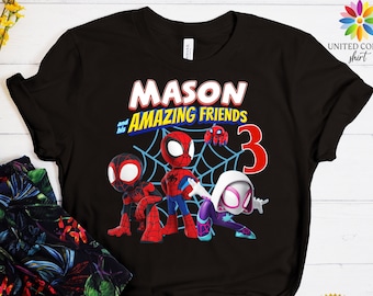 Spidey and His Amazing Friends Birthday Shirt, Spidey T-shirt, Spidey Birthday Tshirt, Spiderman Tee, Custom Toddler Birthday Tee, Superhero