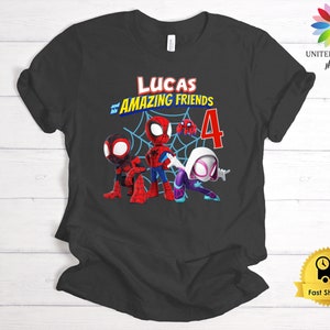 Spidey and His Amazing Friends Birthday Shirt, Spidey T-shirt, Spidey Birthday Tshirt, Spiderman Tee, Custom Toddler Birthday Tee, Superhero Dark Gray Heather