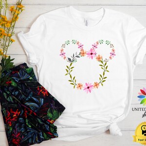 Boho Disney Shirt, Floral Disneyworld Shirt, Mickey Ears Shirt, Boho Women Shirt, Disneyland Trip Shirt, Women Disney Shirt, Girl's Tees White