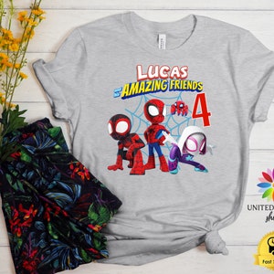Spidey and His Amazing Friends Birthday Shirt, Spidey T-shirt, Spidey Birthday Tshirt, Spiderman Tee, Custom Toddler Birthday Tee, Superhero Athletic Heather