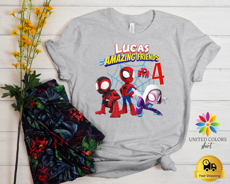 Spidey and His Amazing Friends Birthday Shirt, Spidey T-shirt, Spidey Birthday Tshirt, Spiderman Tee, Custom Toddler Birthday Tee, Superhero Athletic Heather