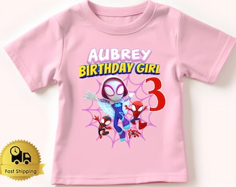 Custom Spidey Birthday Girl Shirt, Spidey and His Amazing Friends Birthday Shirt, Spidey T-shirt, Spidey Ghost Shirt, Toddler Birthday Tee
