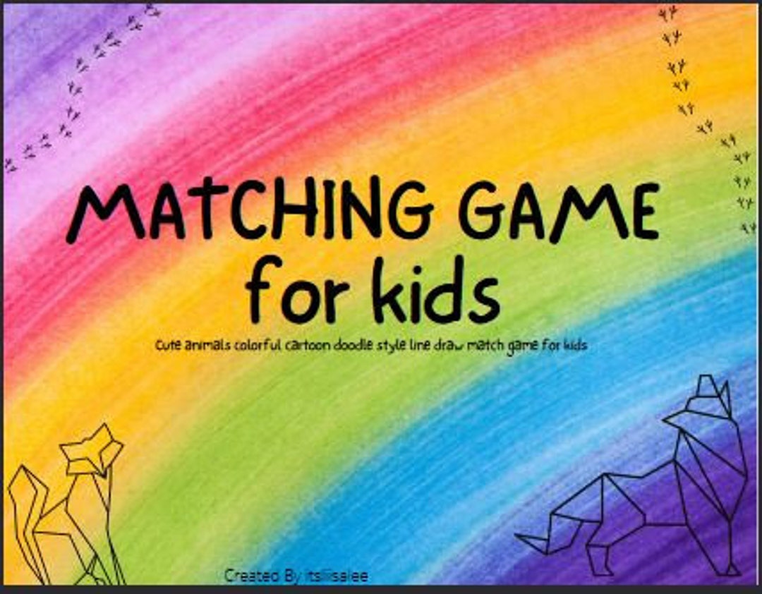Matching Line Pattern Game Animal to Word Matching Line Drawing Game for Kids. Printable ...