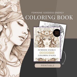 Divine Feminine Coloring Pages, Goddess Energy Coloring Book, Grayscale Color Page, Female Empowerment Books, Mystical Empress Wall Art